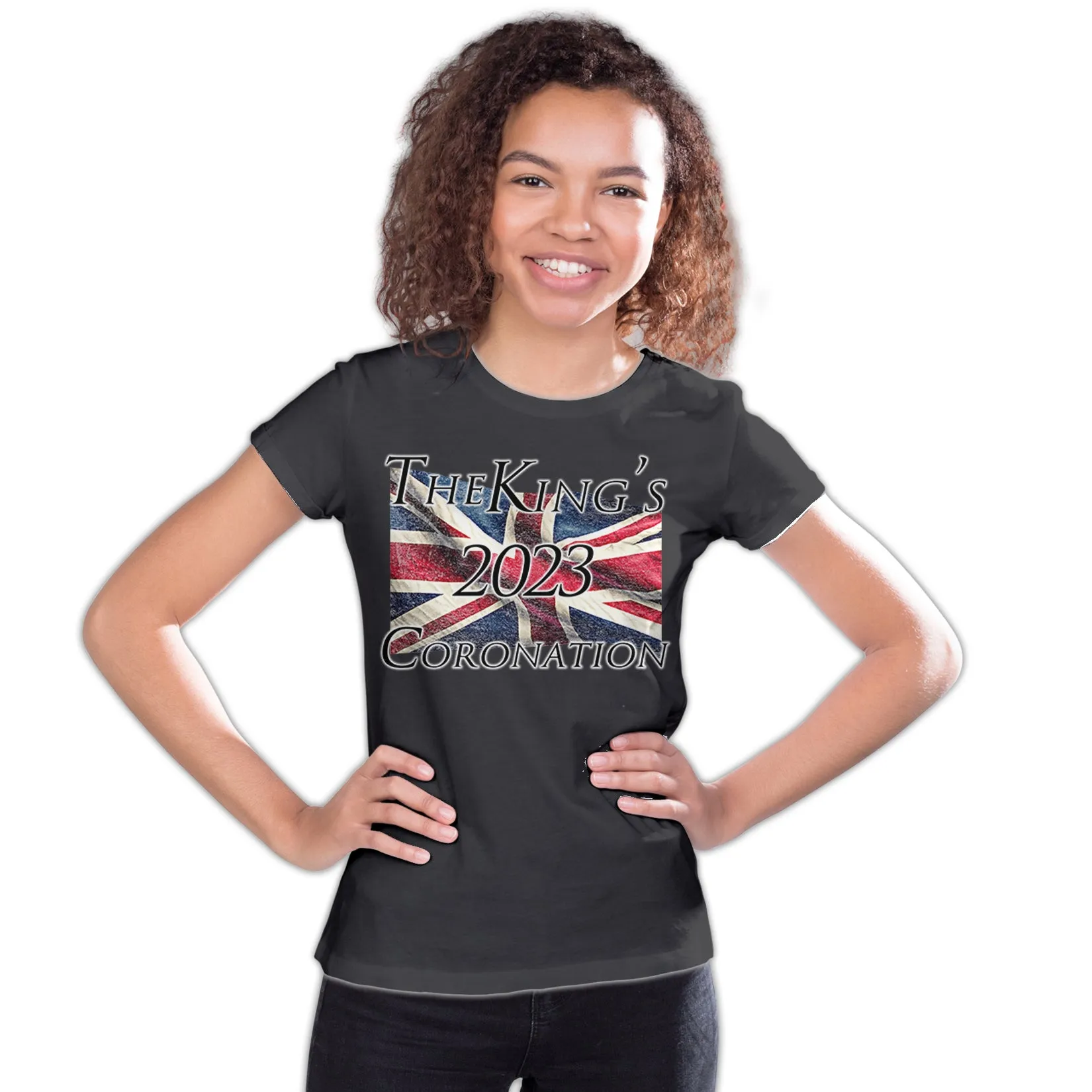 Urban Attitude Kings Coronation 2023 Union Jack Flag Flying Youth T-shirt