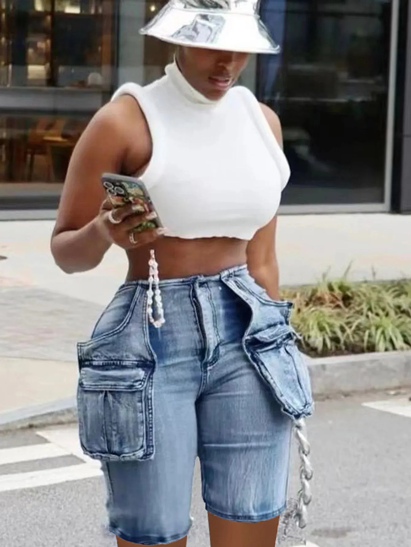 Urban Edge Cargo Denim Shorts