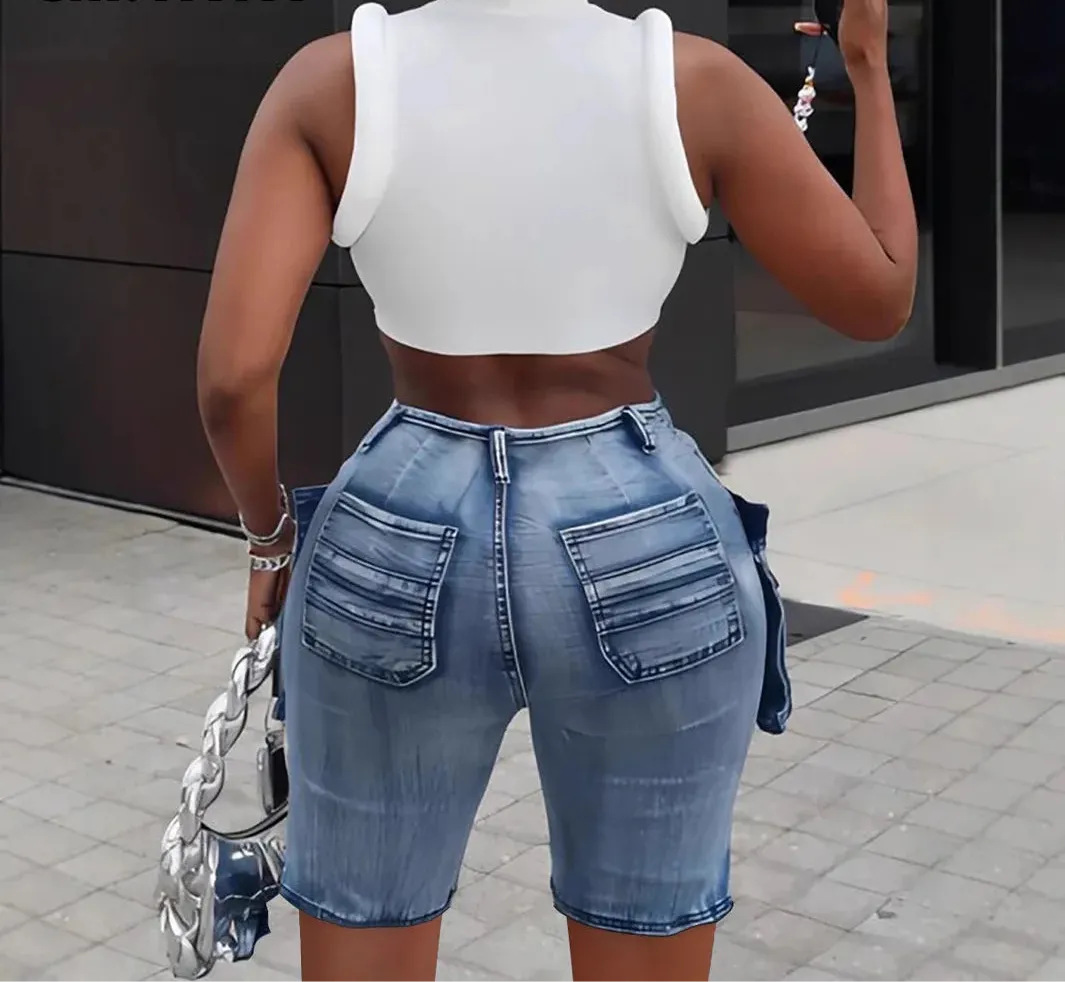 Urban Edge Cargo Denim Shorts