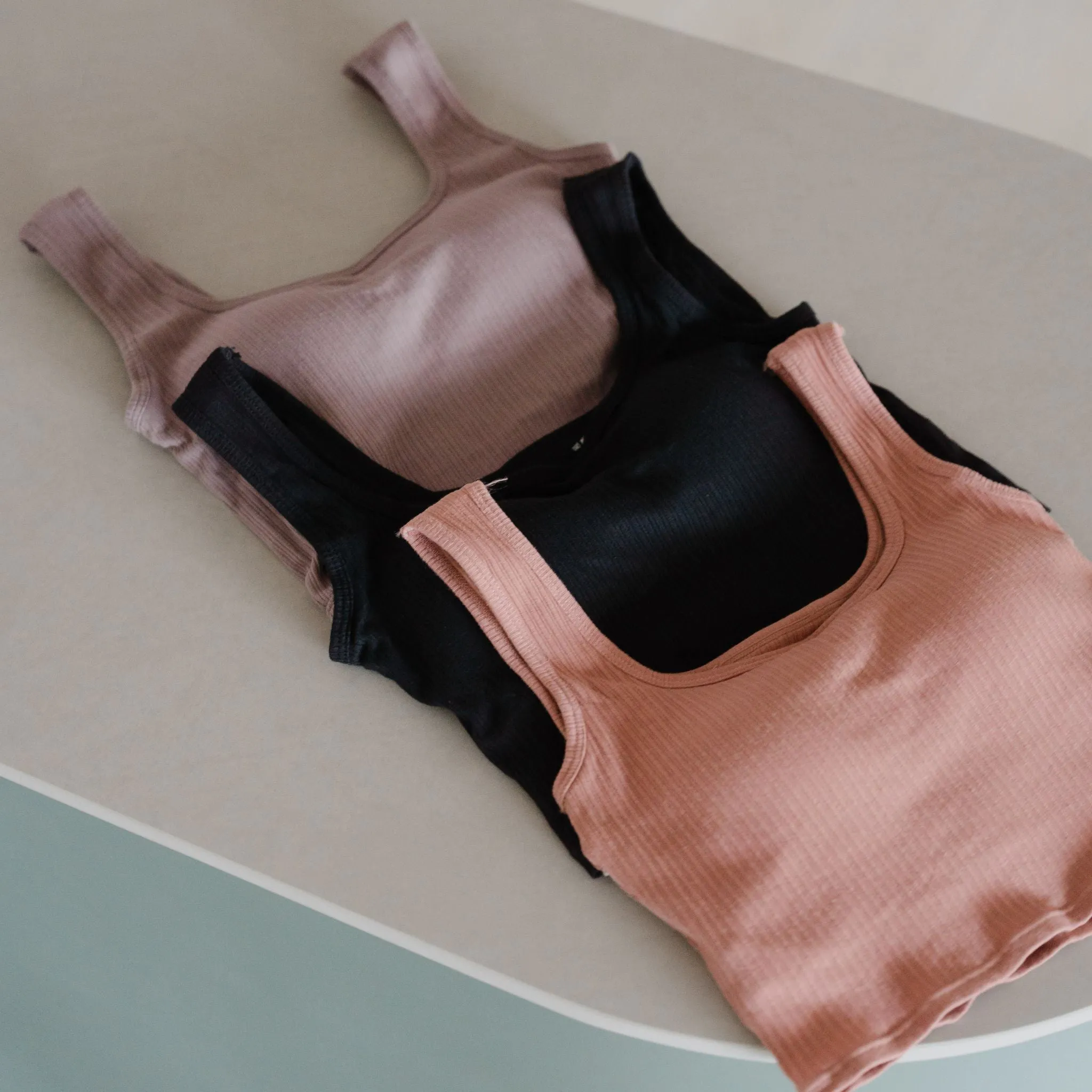 Urban Edge! Thick Straps Crop Bra Top (Ribbed Cotton) in Black