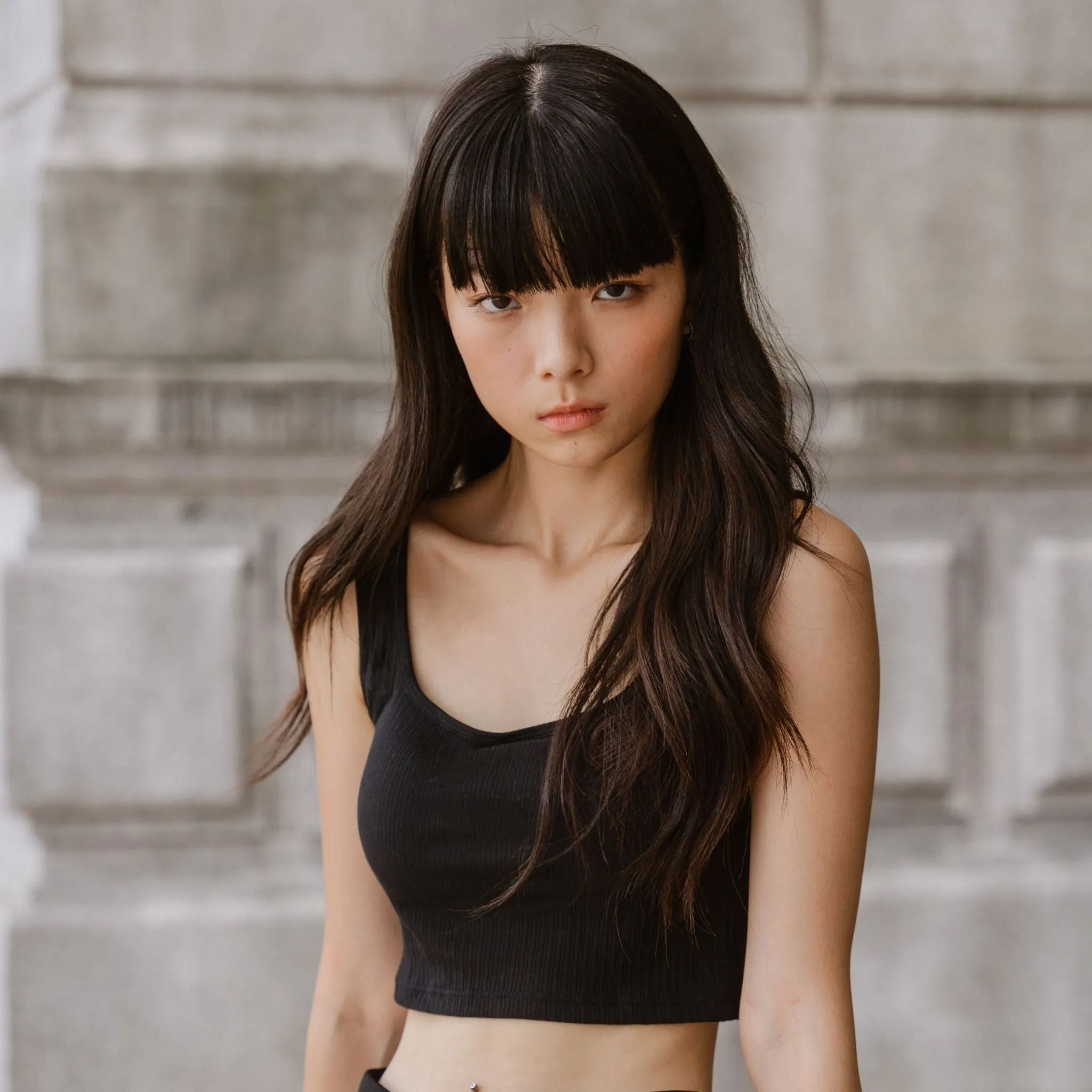 Urban Edge! Thick Straps Crop Bra Top (Ribbed Cotton) in Black