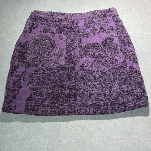 Urban Outfitters Asymmetrical Zipper Purple Velvet Brocade Mini Skirt (size S)