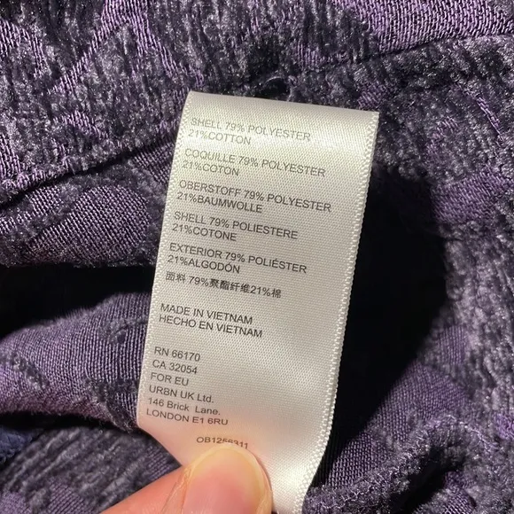 Urban Outfitters Asymmetrical Zipper Purple Velvet Brocade Mini Skirt (size S)