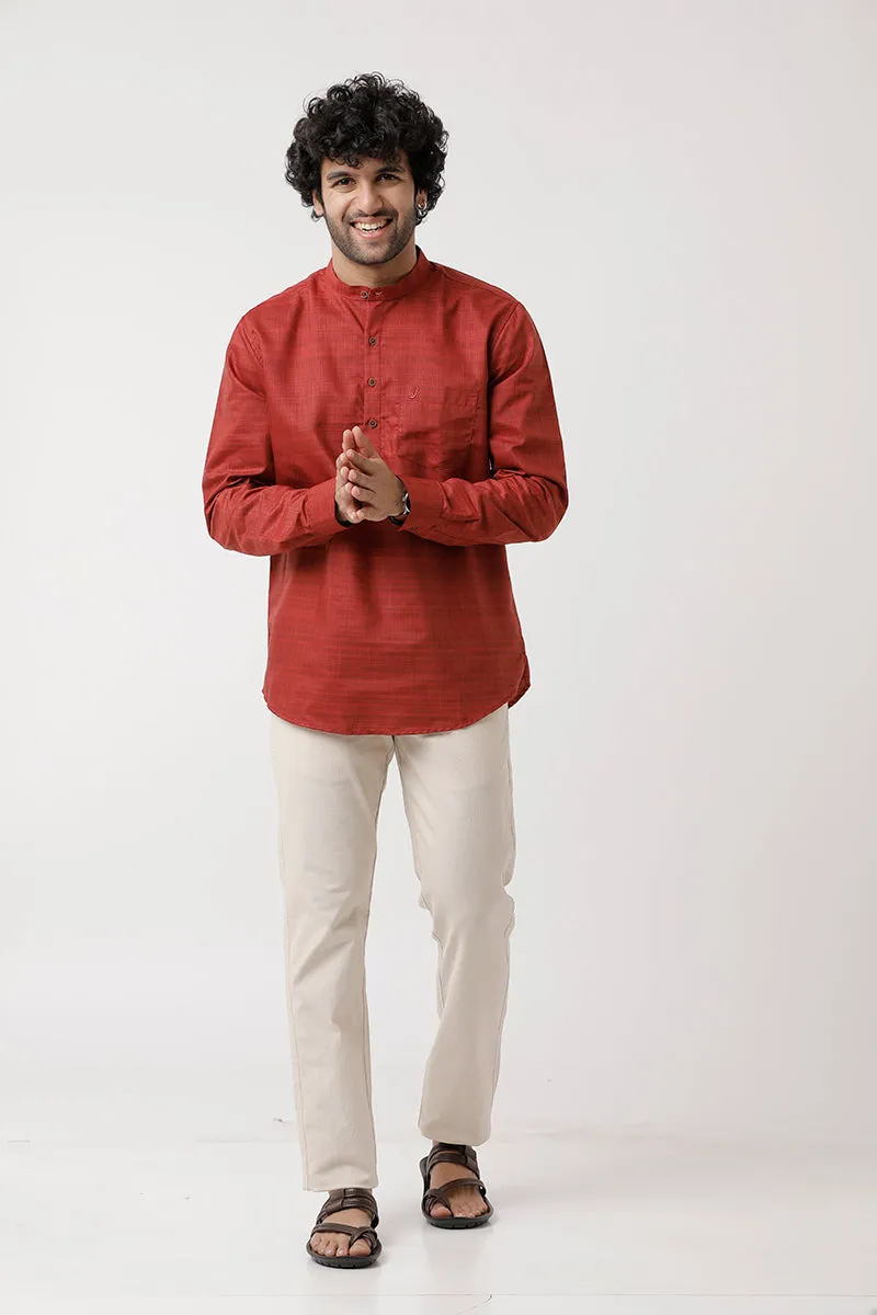 Urban - Red Short Kurta for Men | Uathayam
