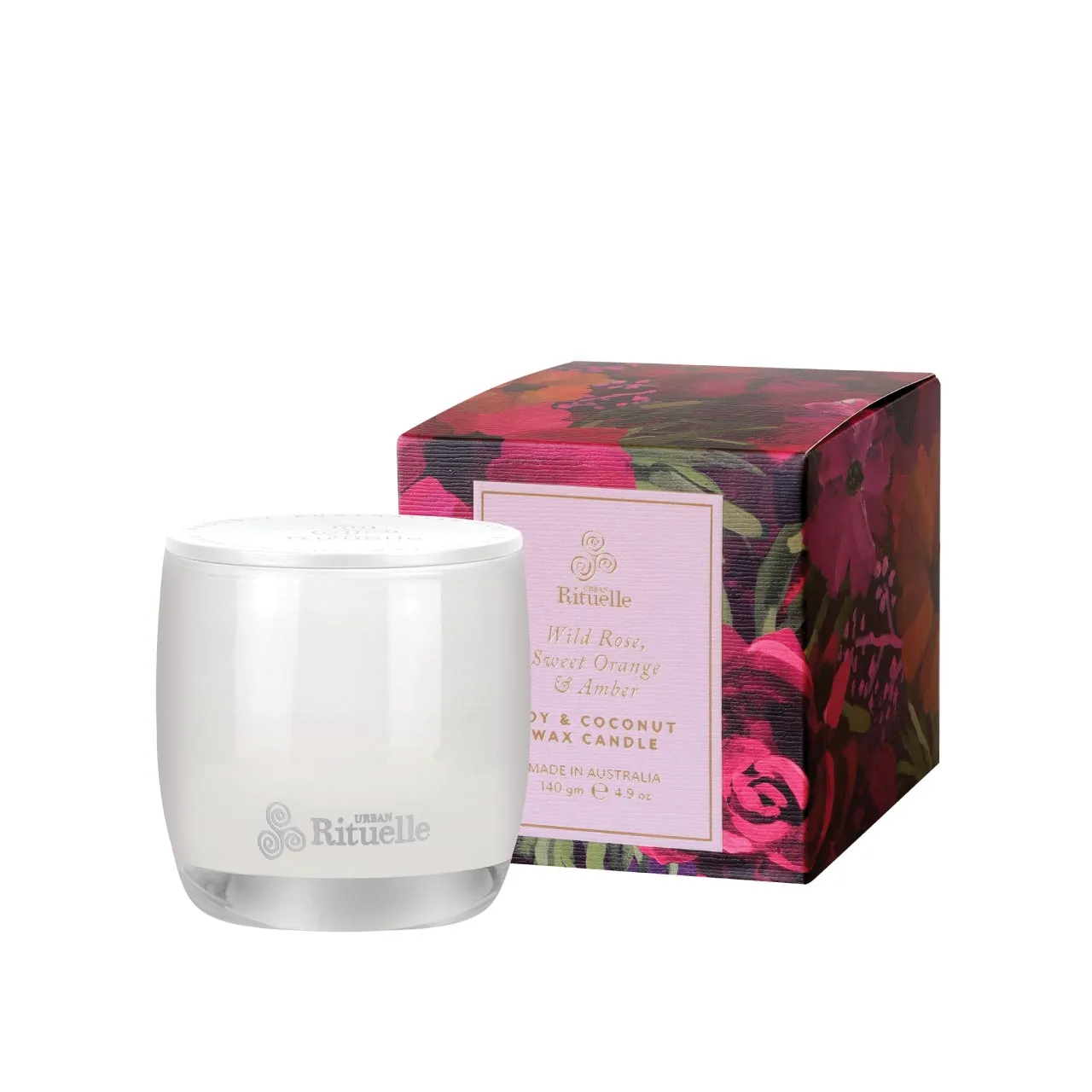 Urban Rituelle Botanica Wild Rose, Sweet Orange & Amber Scented Soy Candle | 140gm