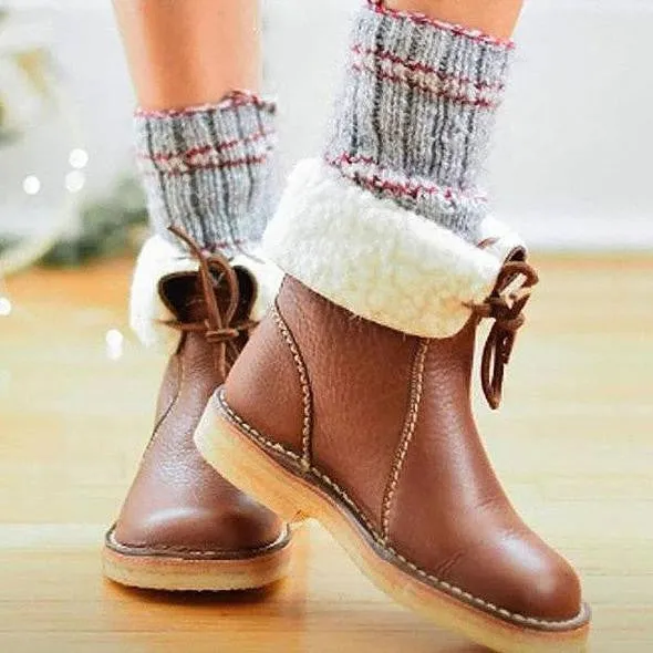 Vegan Leather Ankle Boots with Wool for Women | Perfect for Casual Days