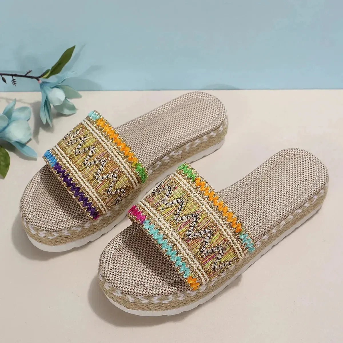 Weave Women's Slippers Platform Summer Shoes for Women  Beach Casual Heeled Sandals Bohemian Handmade Ladies Espadrilles