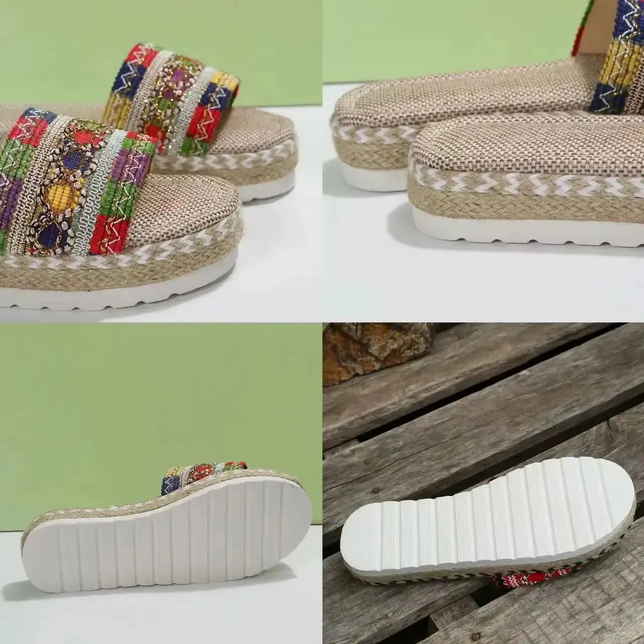 Weave Women's Slippers Platform Summer Shoes for Women  Beach Casual Heeled Sandals Bohemian Handmade Ladies Espadrilles