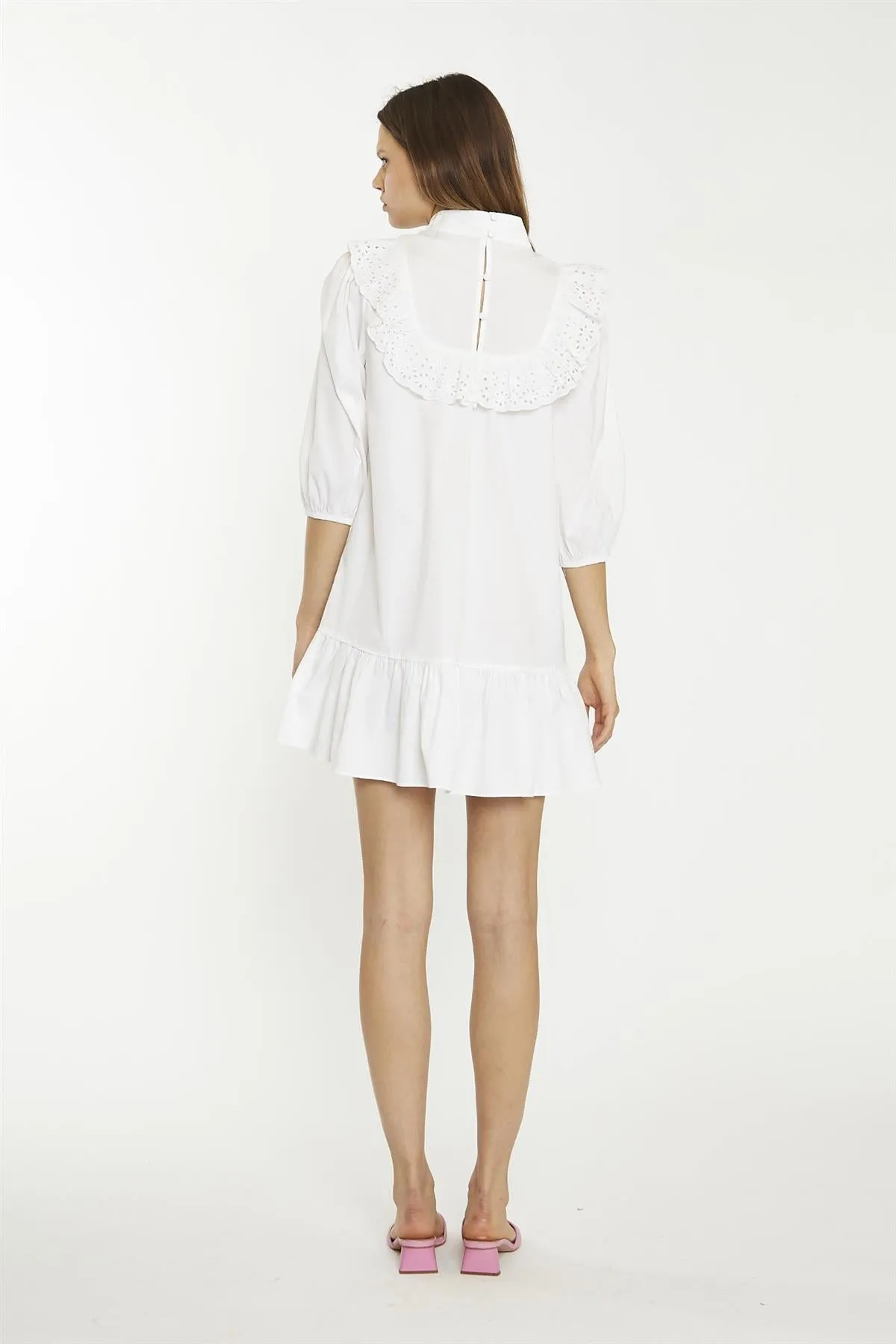 White collared Shirt Mini-Dress