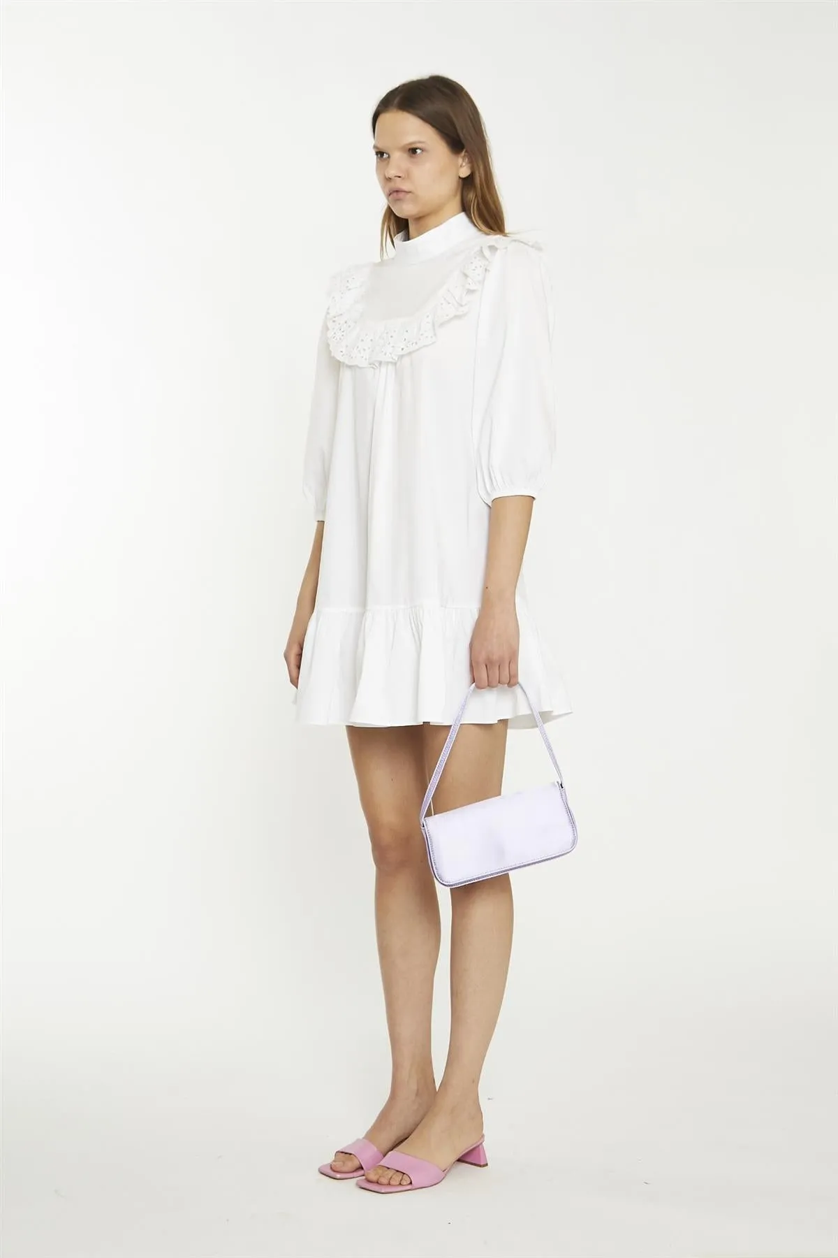 White collared Shirt Mini-Dress