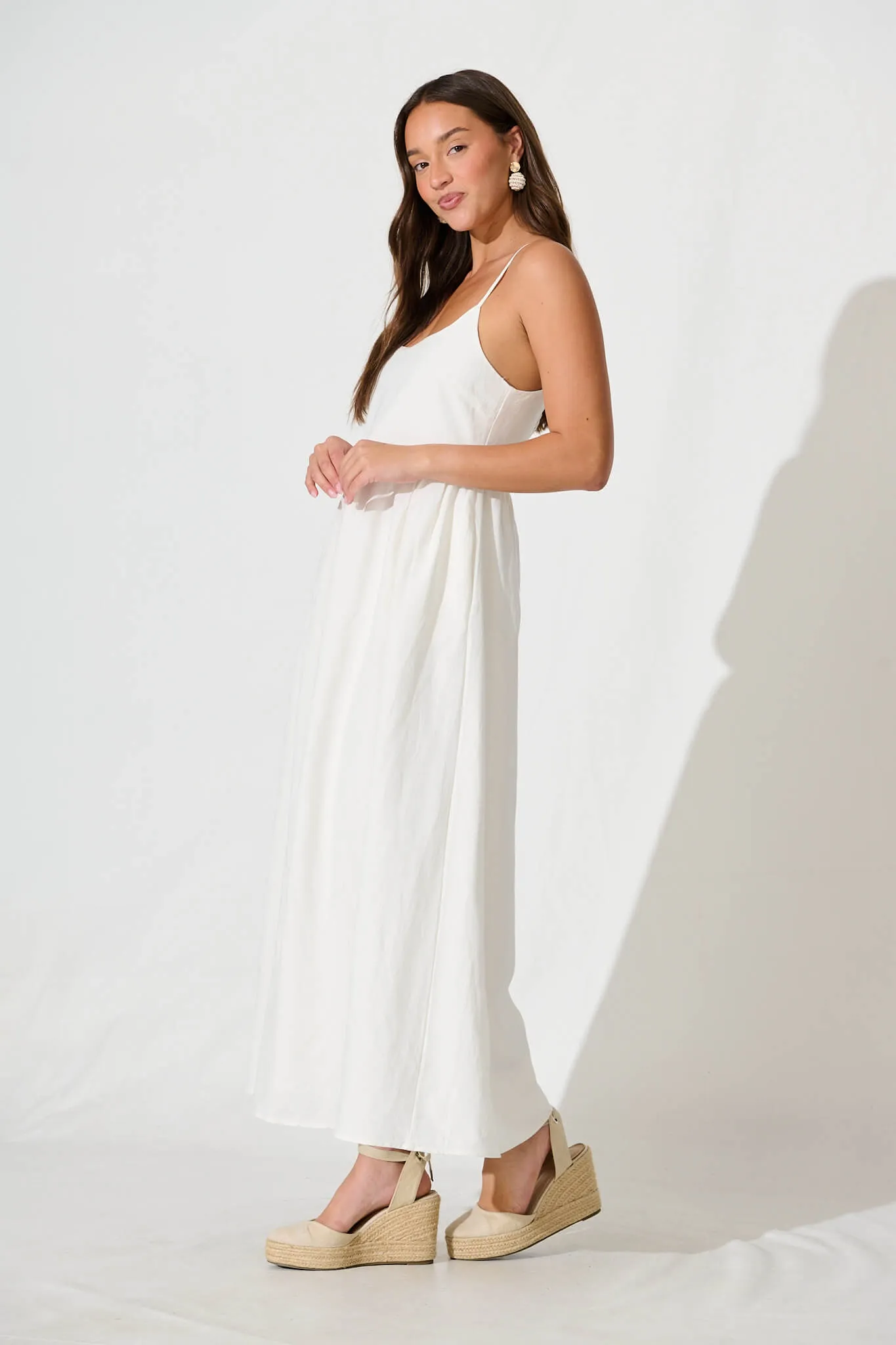 White Linen Maxi Dress - Quinley Sundress