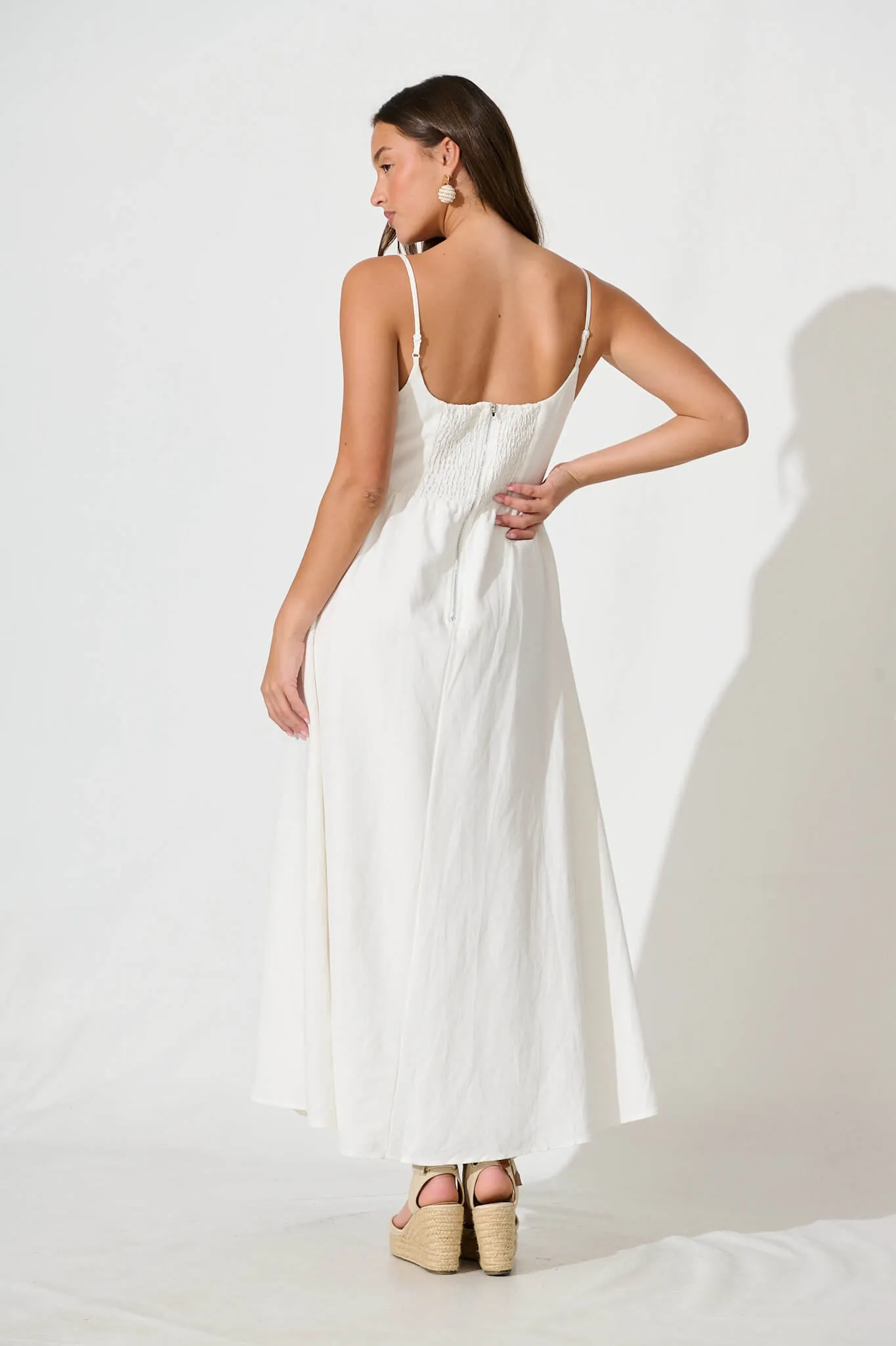 White Linen Maxi Dress - Quinley Sundress