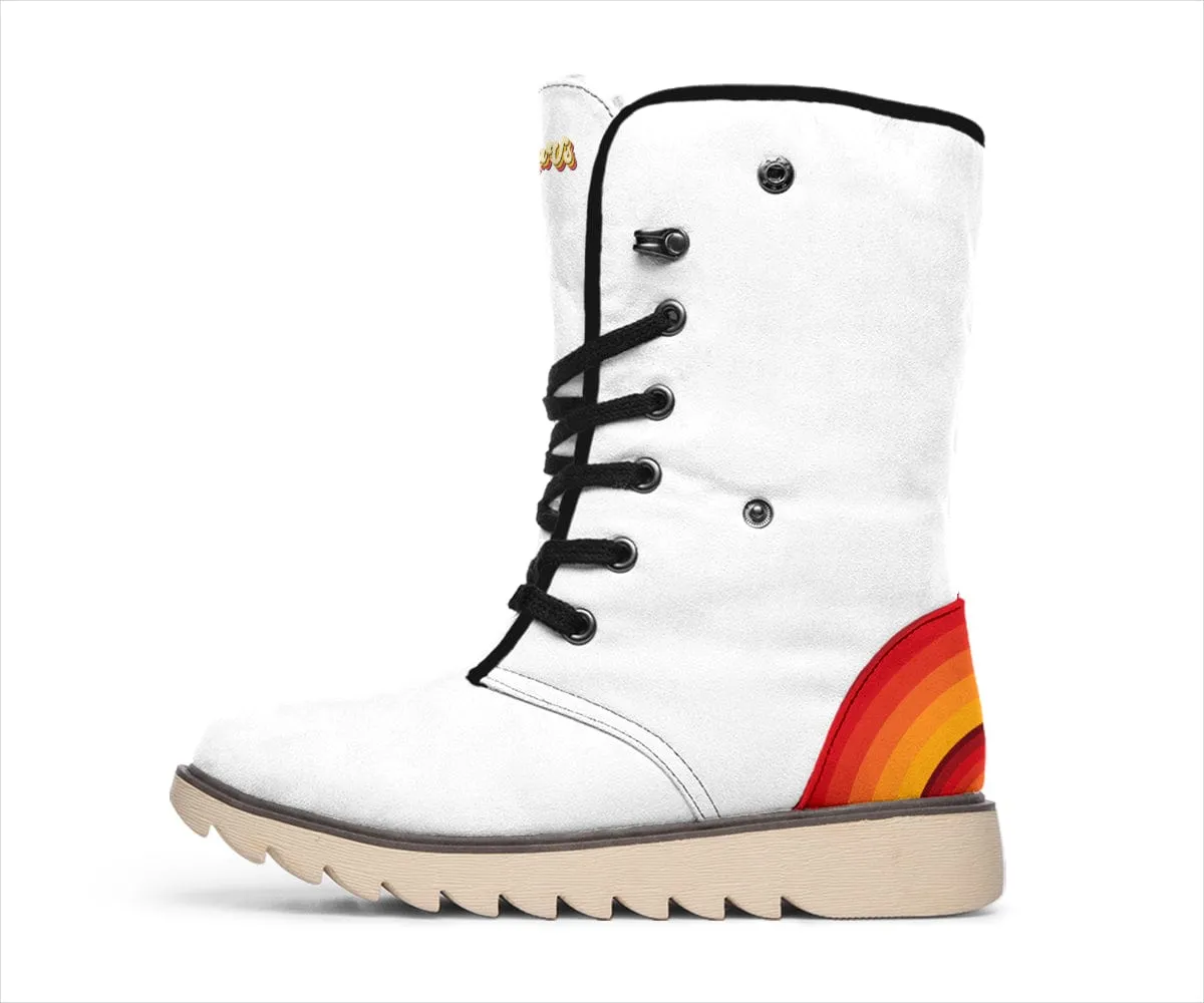 White Retro Heel Suede Snow Boots