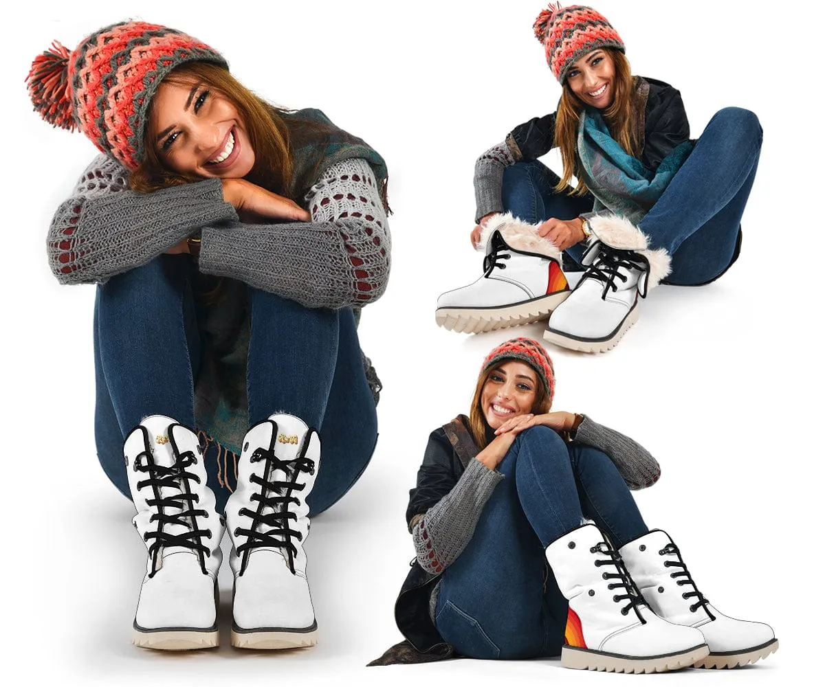White Retro Heel Suede Snow Boots