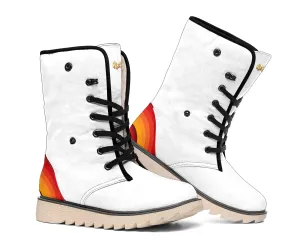 White Retro Heel Suede Snow Boots