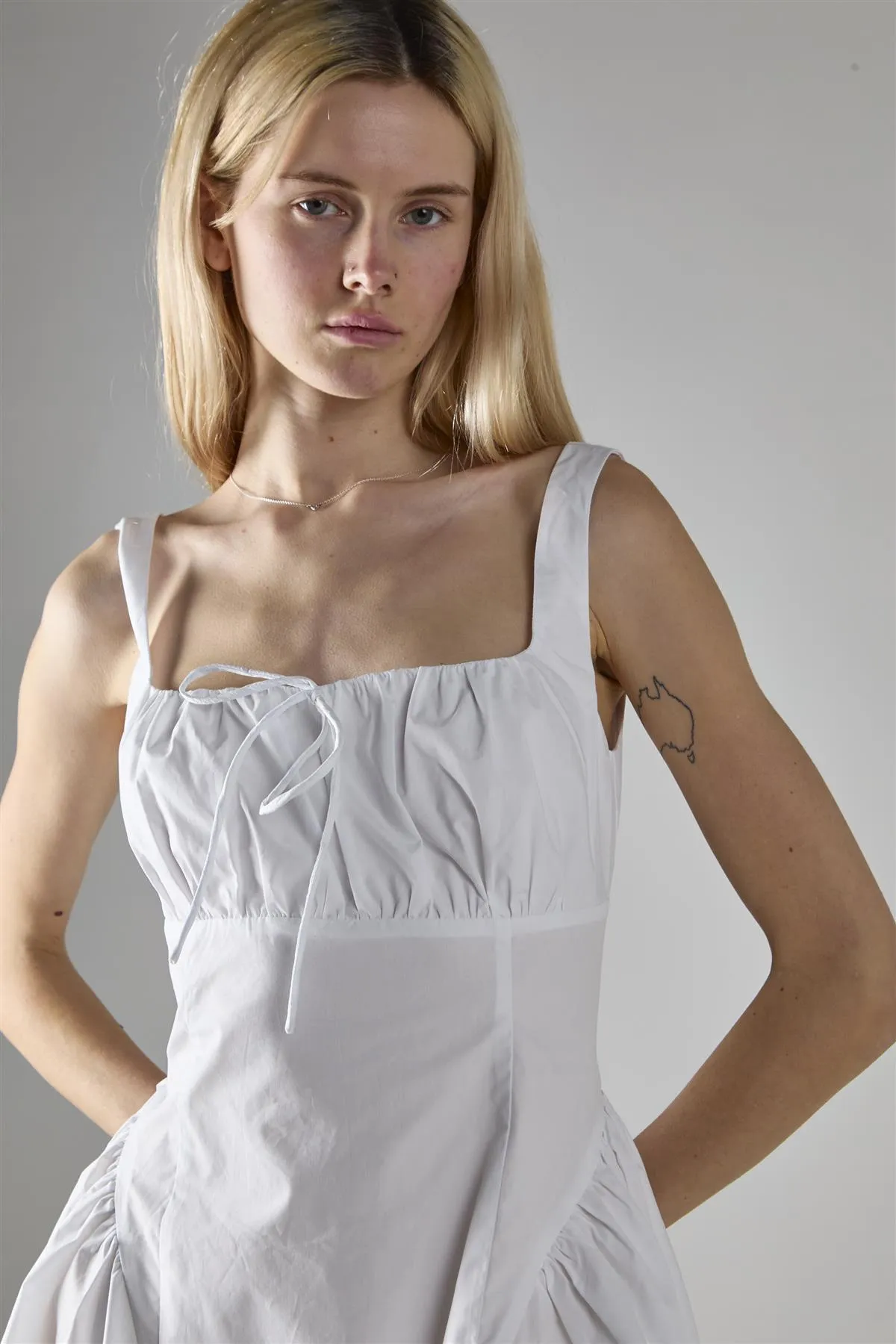 White Square Neckline Mini-Dress