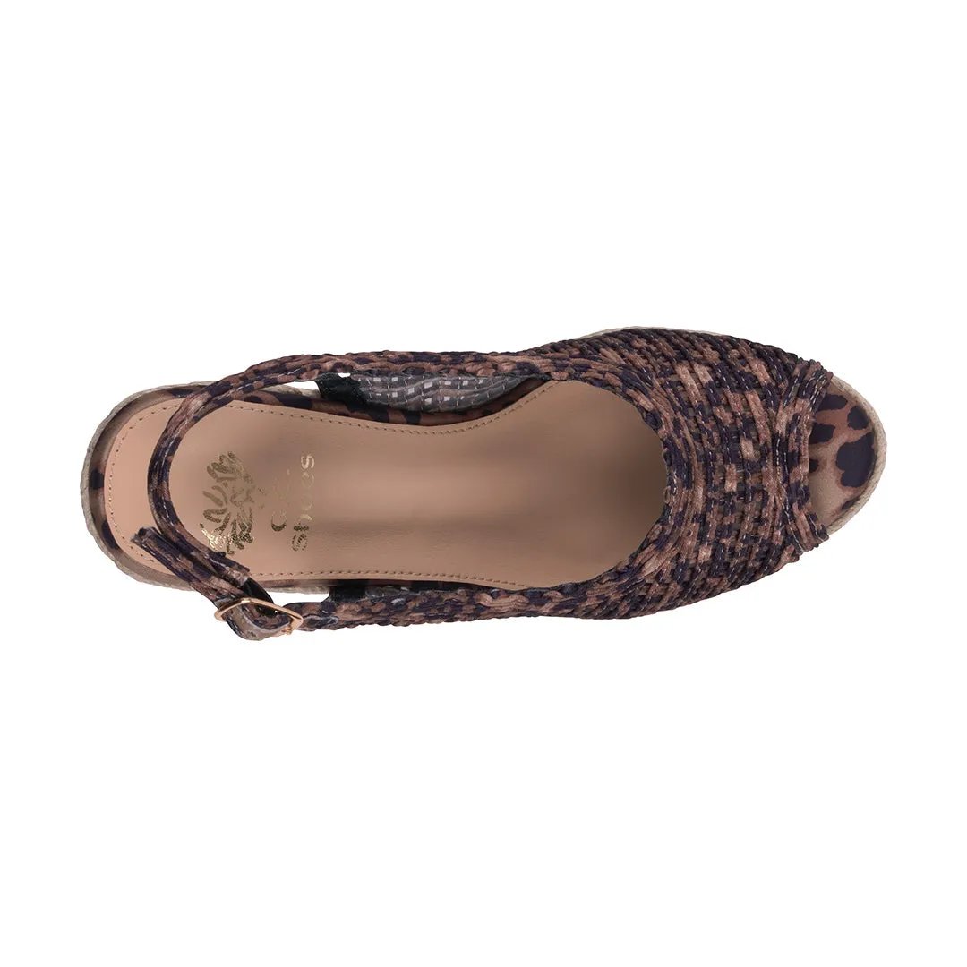 Women's Amira Leopard Woven Espadrille Wedge Sandals