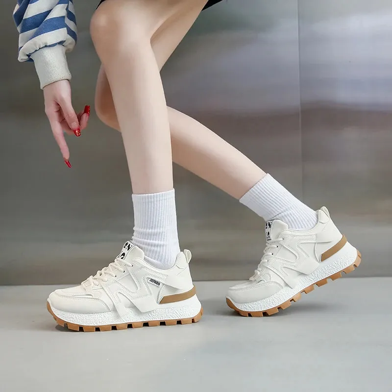 Women's Sneakers Trend 2024 Flat Female White Shoes High Quality Summer Sports Shoes Round Toe Black Woman Fashion Blown Sneaker