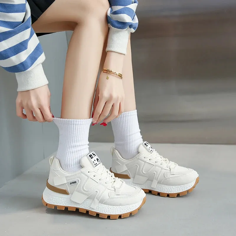 Women's Sneakers Trend 2024 Flat Female White Shoes High Quality Summer Sports Shoes Round Toe Black Woman Fashion Blown Sneaker