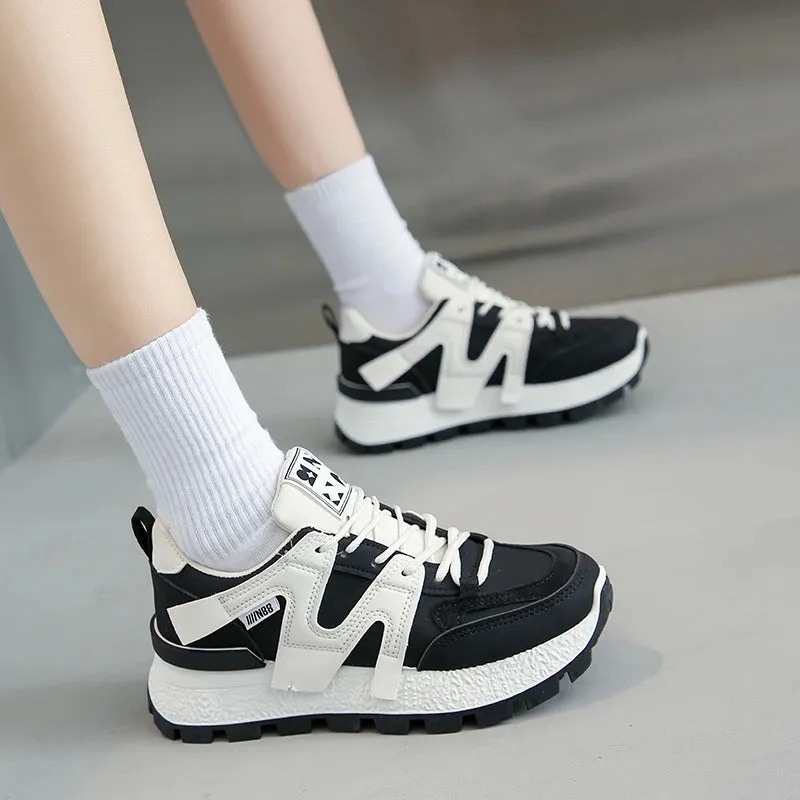 Women's Sneakers Trend 2024 Flat Female White Shoes High Quality Summer Sports Shoes Round Toe Black Woman Fashion Blown Sneaker