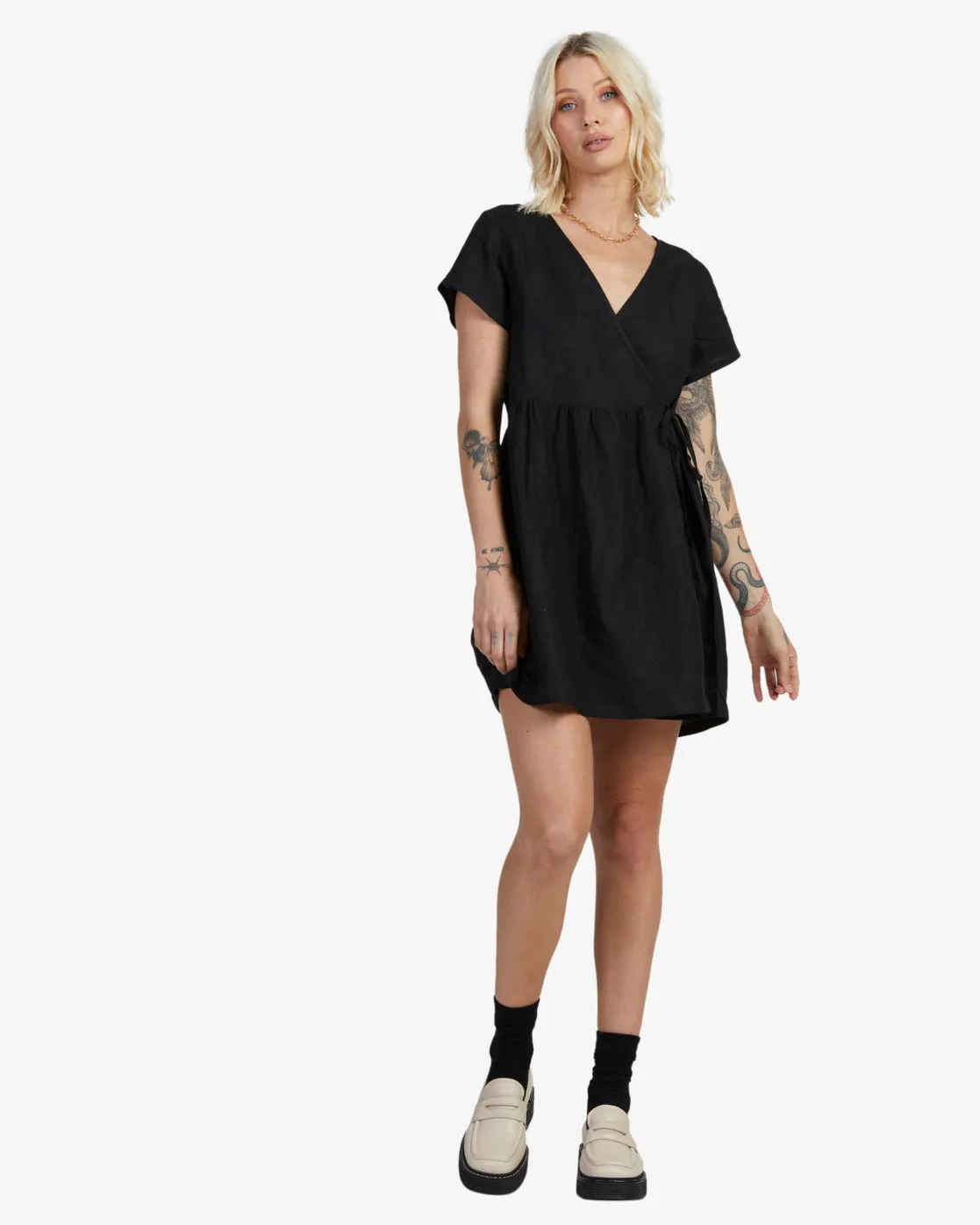 Wrapped Mini Dress Sz10 Clblack Gf