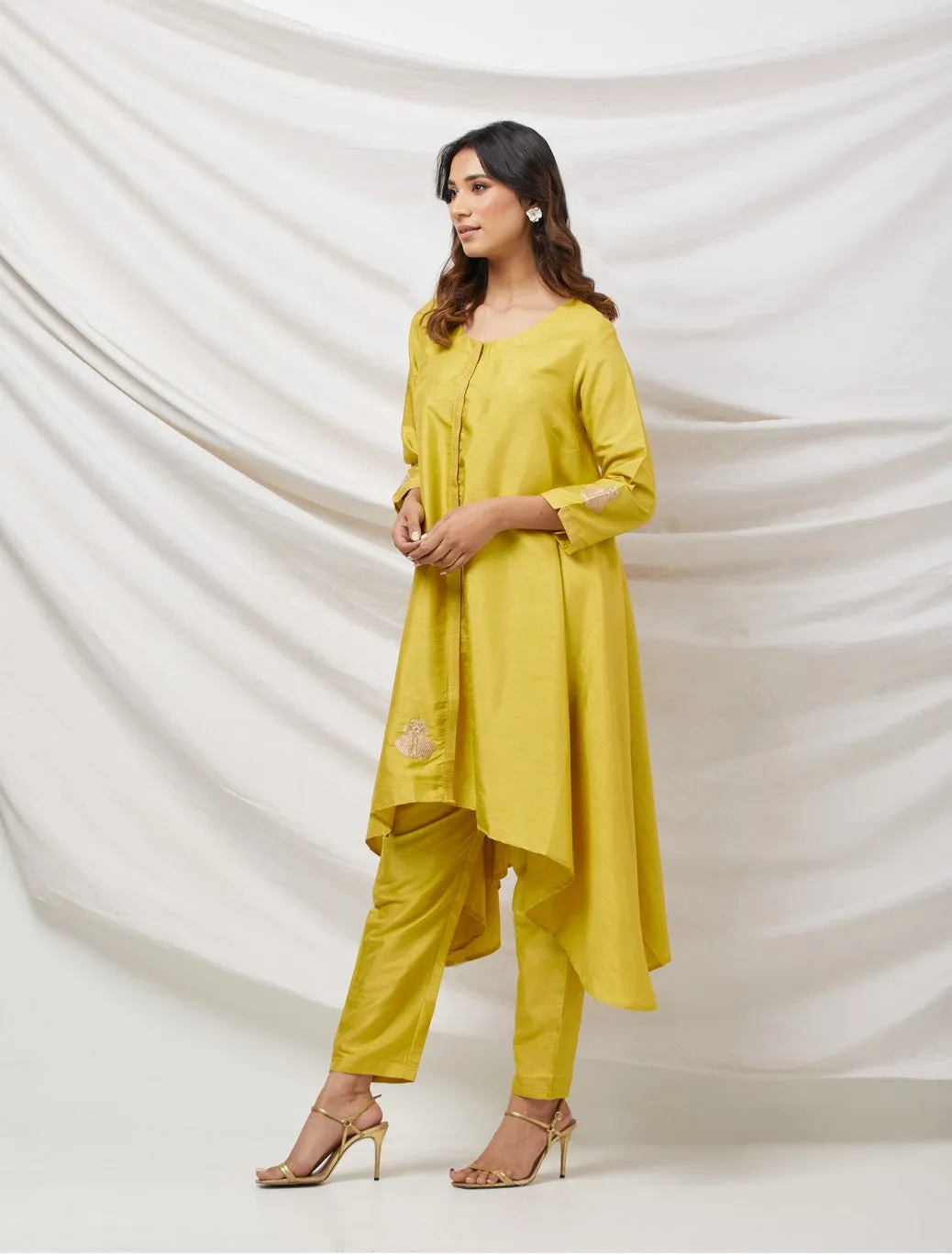 Yellow Tunic Set With Bag