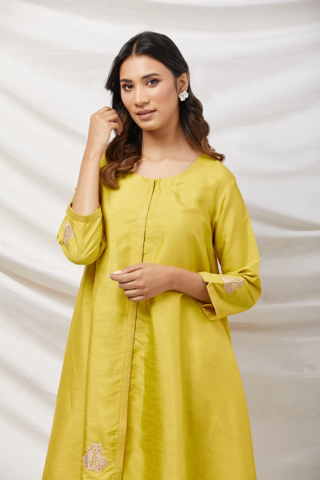 Yellow Tunic Set With Bag