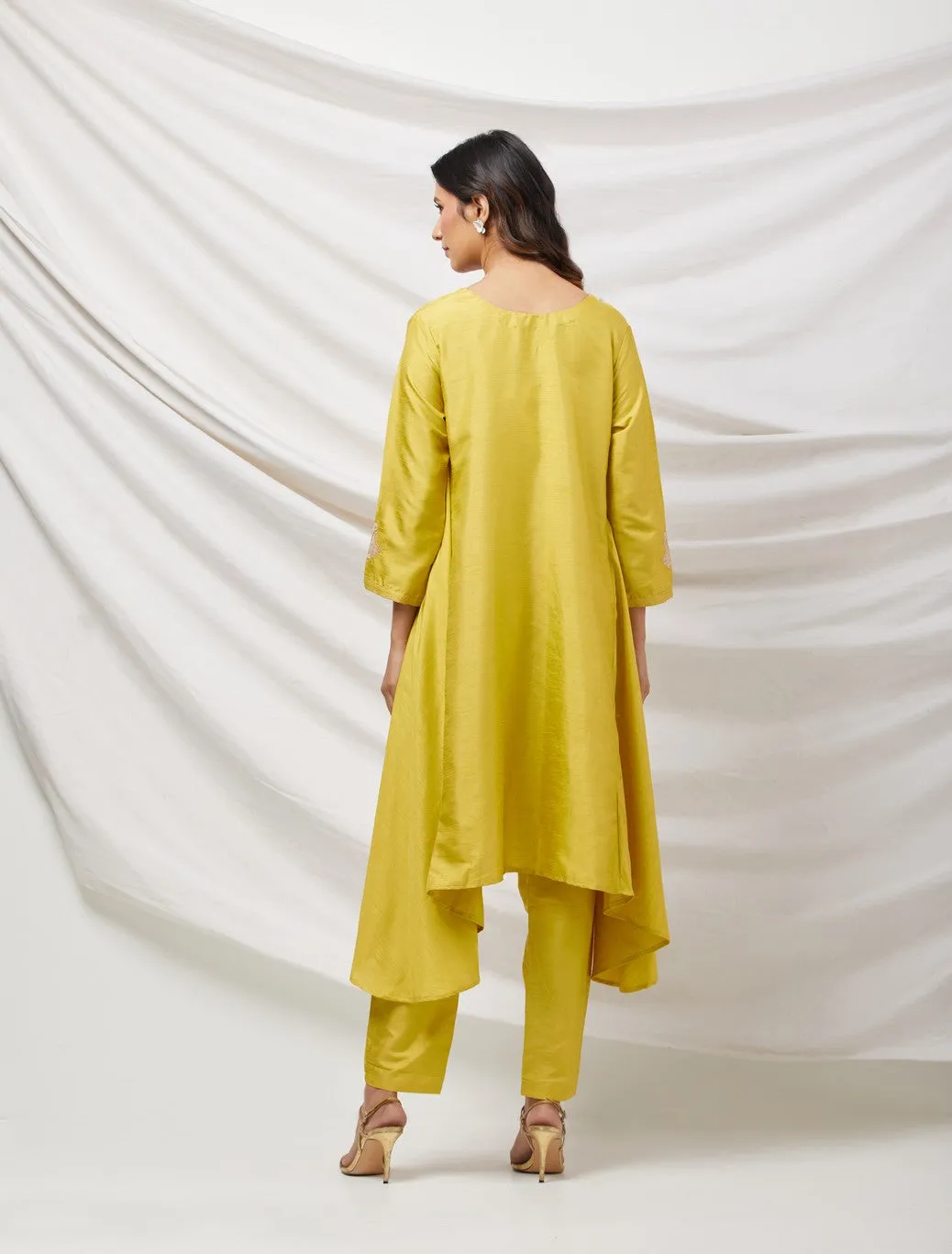 Yellow Tunic Set With Bag
