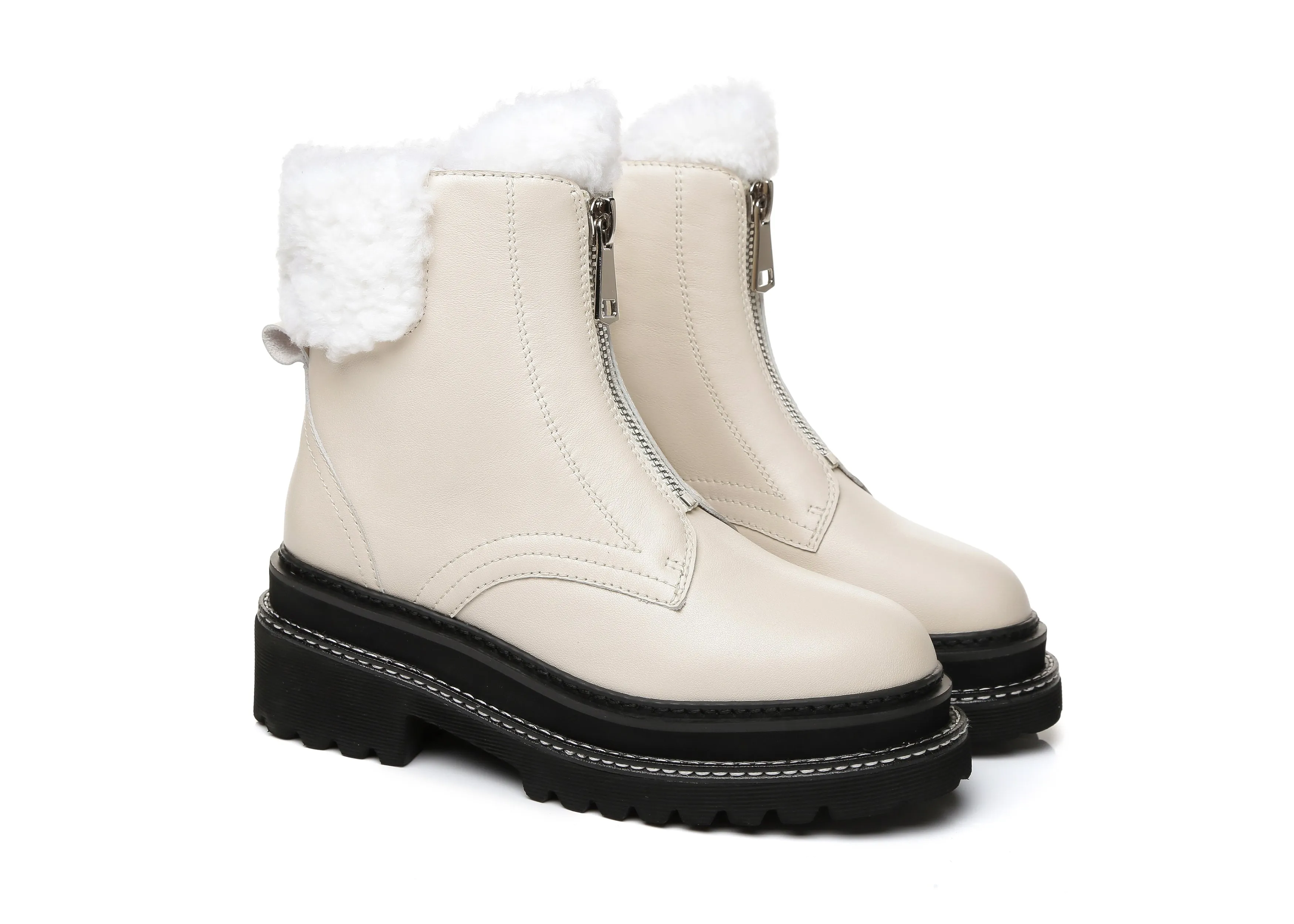 Zip Up Chunky Boots Women Harley