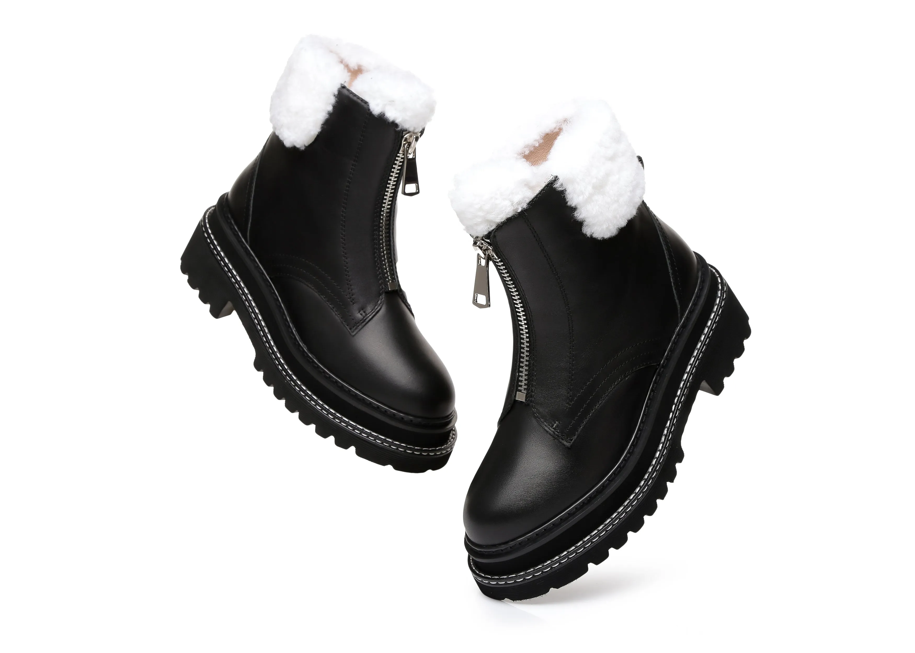 Zip Up Chunky Boots Women Harley