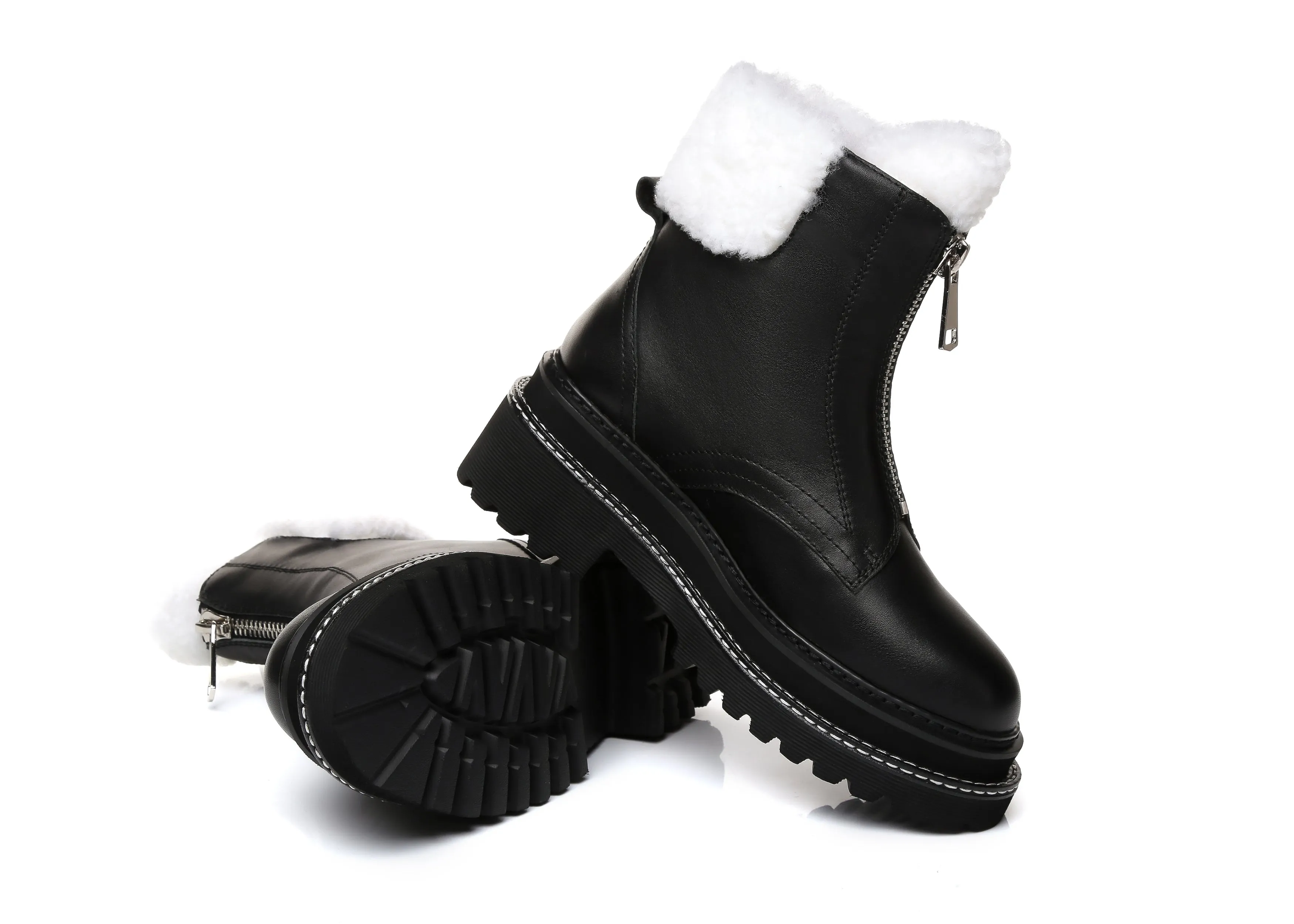 Zip Up Chunky Boots Women Harley