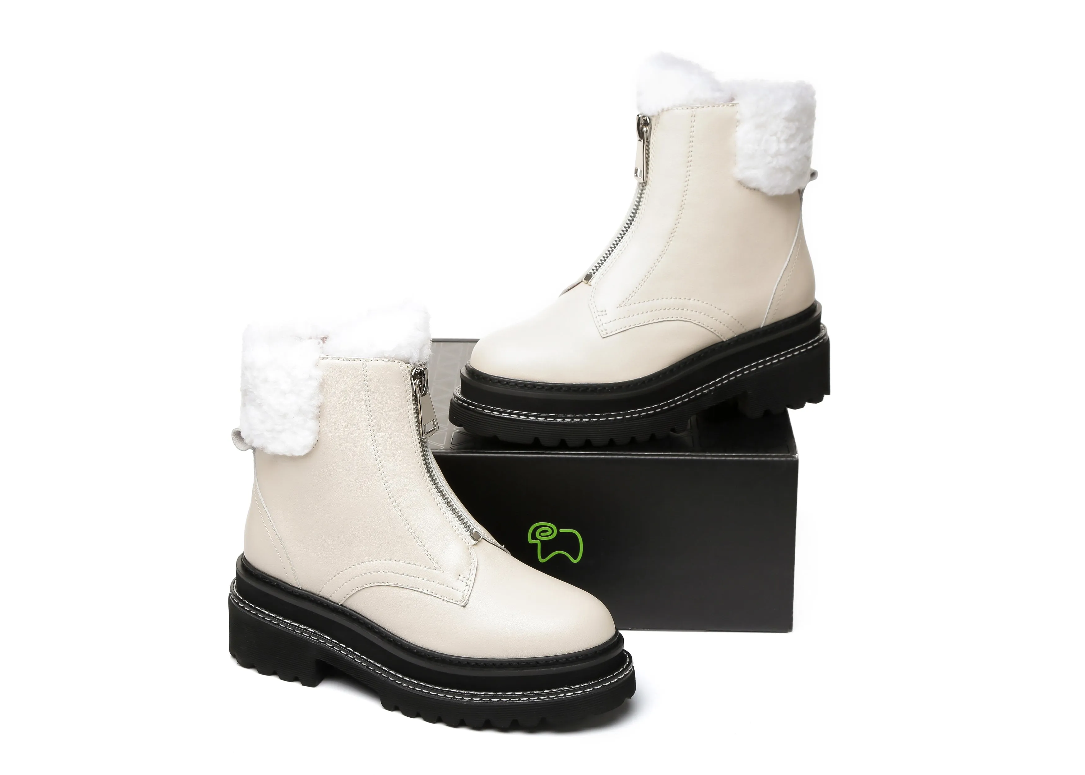 Zip Up Chunky Boots Women Harley