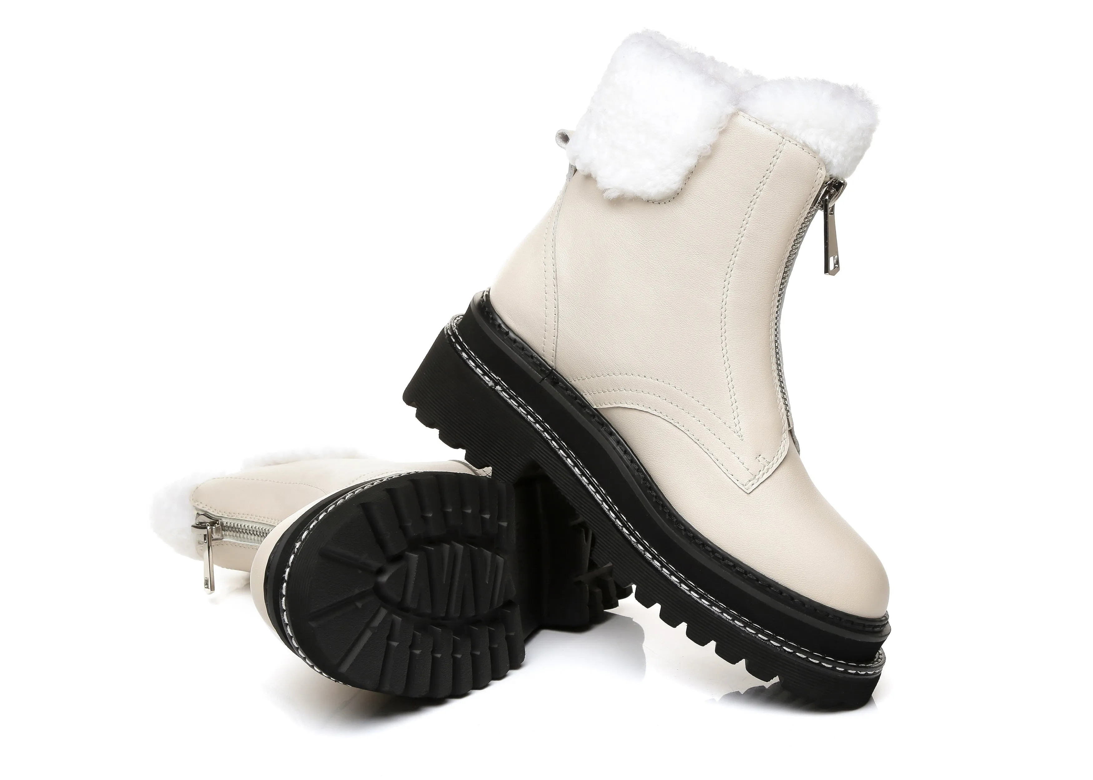 Zip Up Chunky Boots Women Harley