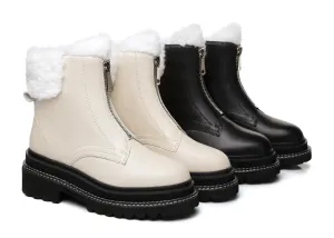 Zip Up Chunky Boots Women Harley