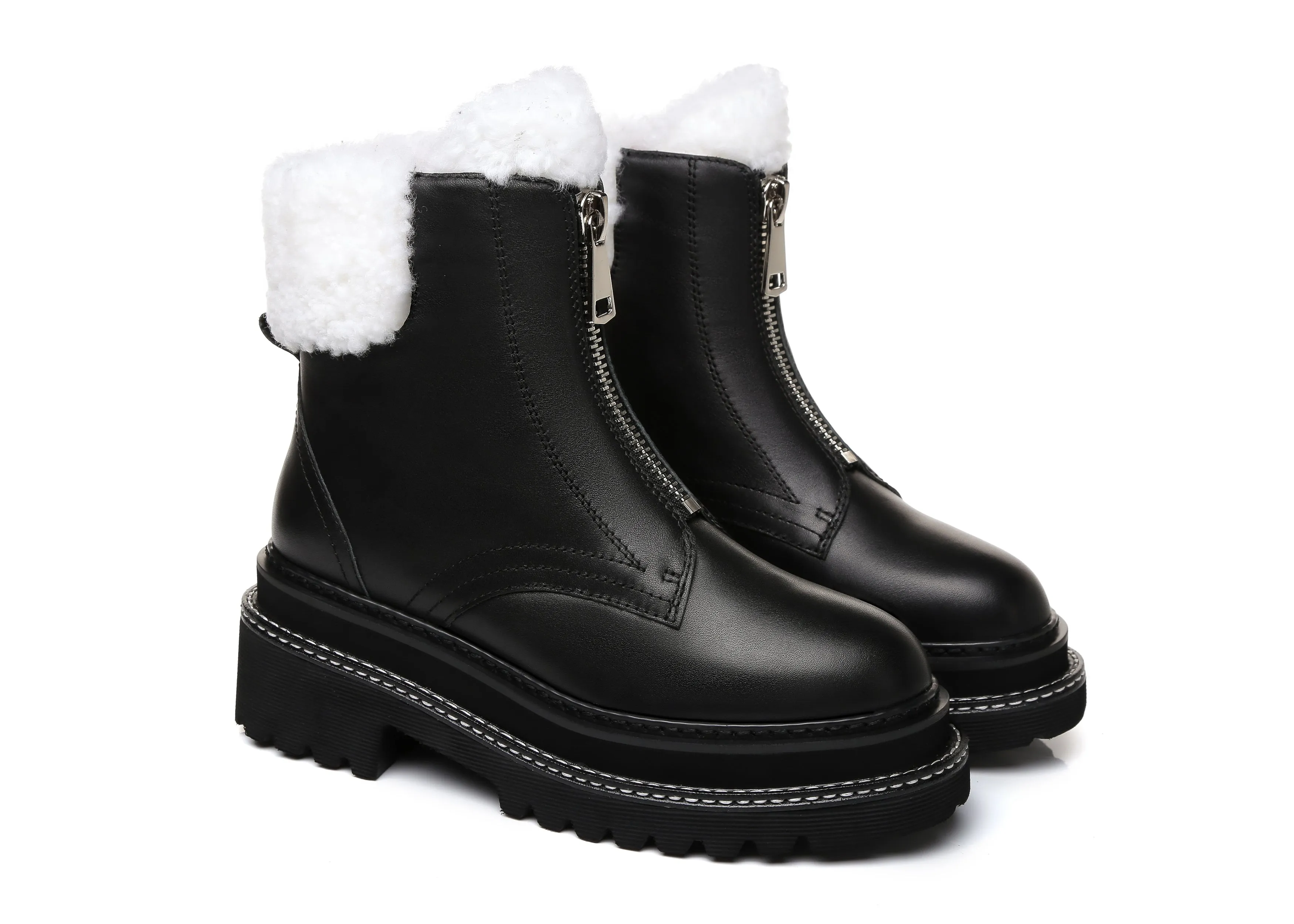 Zip Up Chunky Boots Women Harley