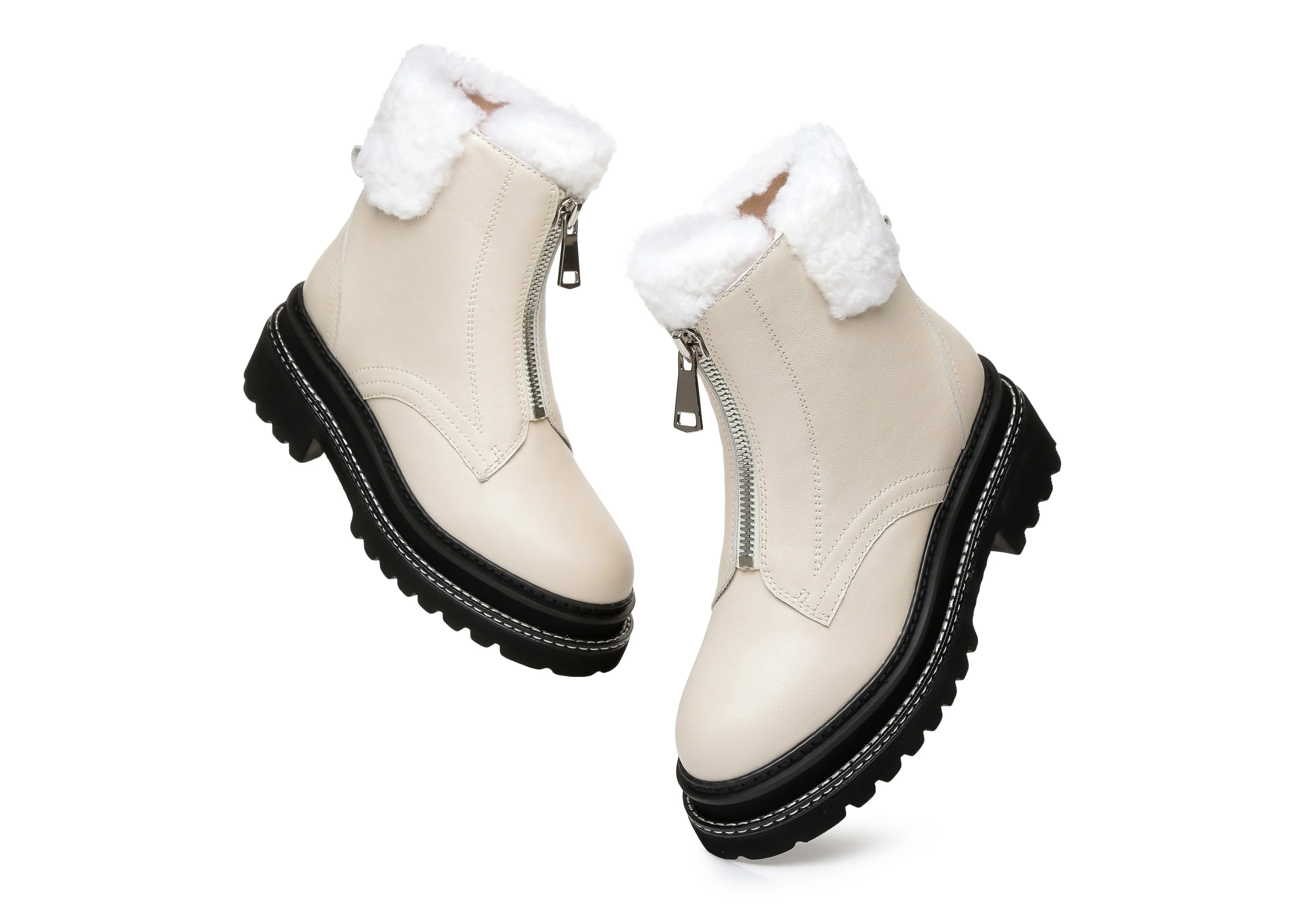 Zip Up Chunky Boots Women Harley