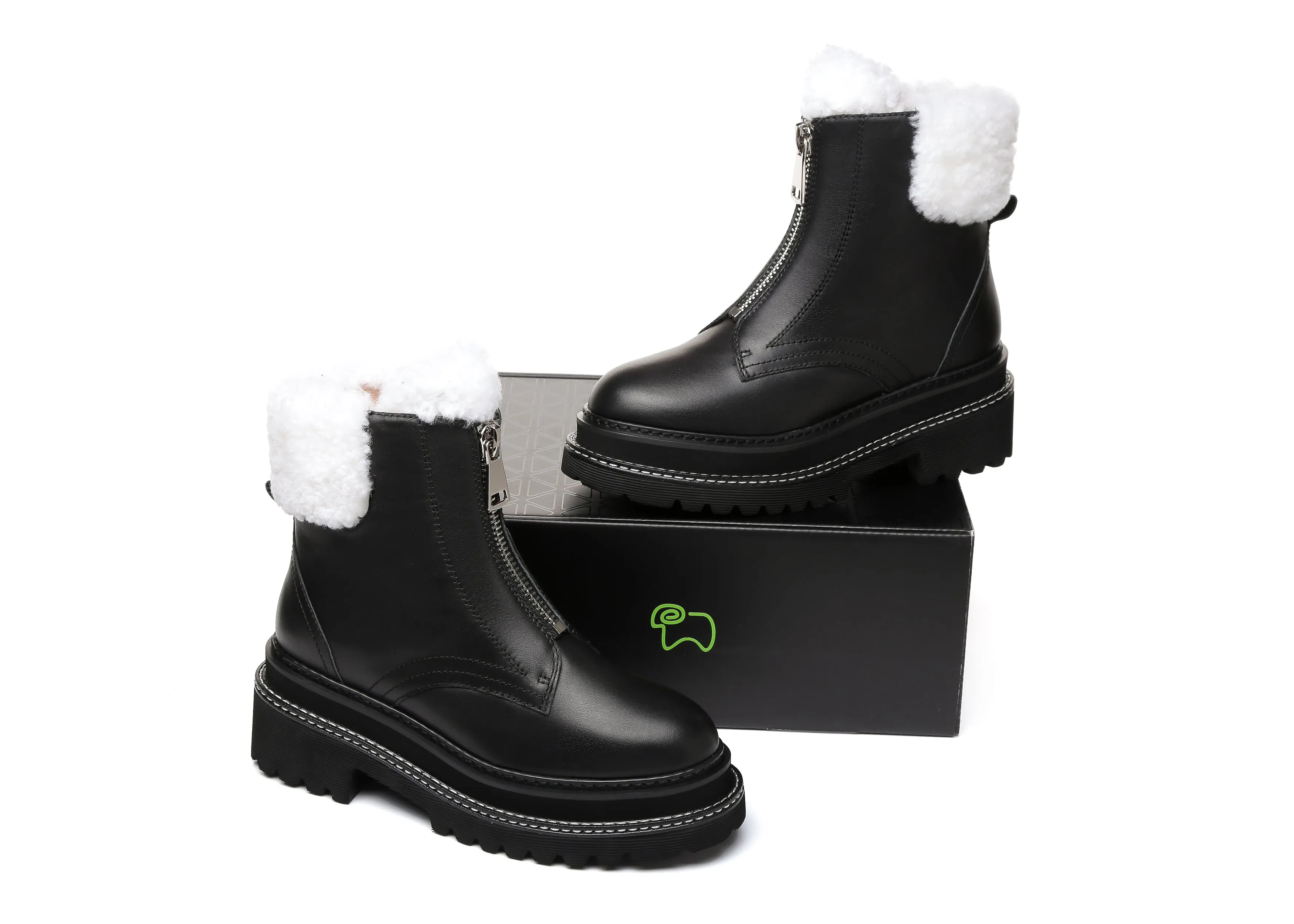 Zip Up Chunky Boots Women Harley